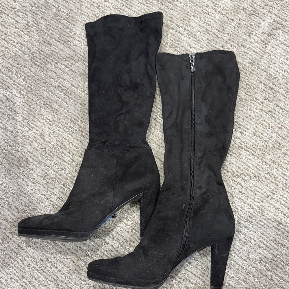 Tahari Black Suede-like Knee-High Boots size 9.5